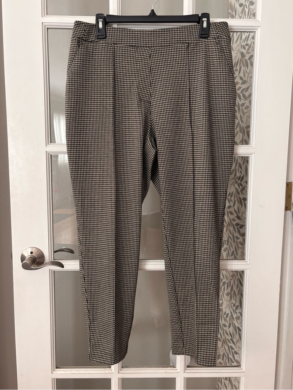 NINE WEST Houndstooth Curvy Relaxed Cropped Pull On Pants Sz L